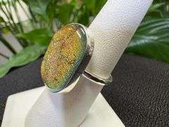 Sterling Silver 925 One of a Kind Dichroic Glass Ring Size 6.5