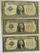 5 1928 A $1 Funny Back Silver Certificates. Fr 1601. Popular 1928 first year small size US currency