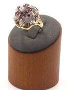 14kt Yellow gold 0.65ctw diamond and 0.55ctw ruby open art flower cluster ring
