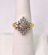 Sparkling 14 Kt Yellow Gold Plated 4.1 Ctw Lab Simulated Diamond Ring