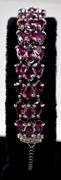 Pink Saphire and Cz Gemstone Adjustable Bracelet in Sterling Silver