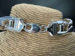 Sterling Silver 16mm Heavy Mariner Chain Cuban Flat Link 925 Italy Bracelet 9"