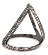 925 Sterling silver black rhodium diamond fancy ring