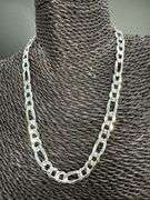 Men's 9.7mm Solid .925 Sterling Silver Flat Figaro Chain Link Italy Necklace 24"