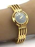 Movado Esperanza gold tone quartz black dial watch