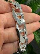 Sterling Silver 16mm Heavy Mariner Chain Cuban Flat Link 925 Italy Necklace 24"