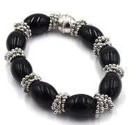 Lot of 3 black onyx beaded bracelets