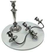 Mid-Century English Silver-Plated 3-Arm Candelabra by Cavalier Silverware, Removable Top