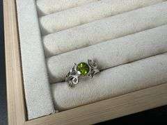 Sterling Silver Natural Gemstone Perdiot Ring Size 7