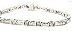 18kt White gold 4.50ctw princess and round brilliant cut diamond link bracelet