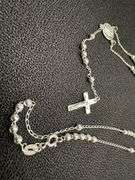 High Polished 925 Sterling Silver 3mm Smooth Bead Diamond Cut Cross Rosary 22"