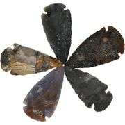 Lot of 5 Jasper Arrowheads Natural Flint Arrowheads