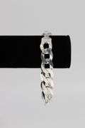 Men's 14.8mm Solid .925 Sterling Silver Flat Curb Chain Link Italy Bracelet 9"