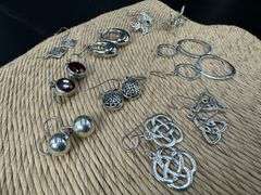 Sterling Silver Earring Assortment Various Sizes & Styles (10 Earring Lot)