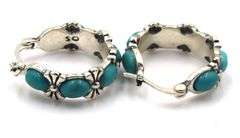 3 Pairs of 925 sterling silver gemstone hoop earrings