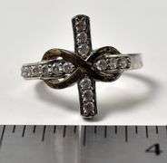 Cz Gemstone Cross Designed Ring in Sterling Silver