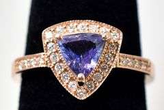 Beautiful 14K Rose Gold Tanzanite and Diamond Ring