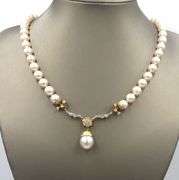 12.4mm Akoya pearl on 8.5x8.7mm strand with diamonds