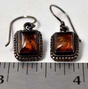 Amber Gemstone Dangle Earrings in Sterling Silver