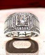 Men's 18 Kt White Gold Plate 1 Ct Lab Simulated Diamond Ring