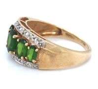 10kt Yellow gold green stone and diamond ring