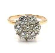 14kt Yellow gold 1ctw diamond cluster flower ring