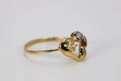 10k Yellow Gold Round White CZ Tri-Color Heart White Rose Promise Ring Band Size 6.5