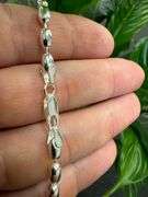 Sterling Silver Italian Oval Ball Bead Chain 4mm 925 Italy Rice Bracelet 8"