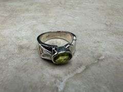 Sterling Silver 925 Natural Gemstone Peridot Ring Size 8
