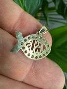 10k Yellow Gold Jesus Ichthys Christian Pendant Diamond Cut Clear CZ Charm