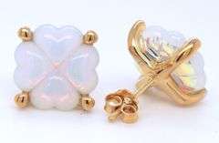 Baccarat gold Vermeil Trefle white earrings