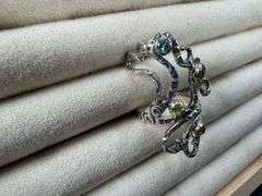 Sterling Silver Blue Topaz, Peridot, Citrine, Amethyst Gemstone Ring Size 7