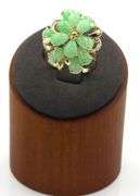 14kt Yellow gold green Jade cluster flower ring