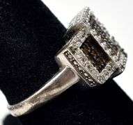 Burnt Orange and Clear CZ Ring in Sterling Silver