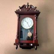 Real Wood Wall Clock with Swinging Pendulum and Chime
