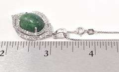 Fantastic 9.35CTS Oval Shaped Cabochon-Cut Natural Emerald &1.20CTW White Sapphire in Sterling Silve