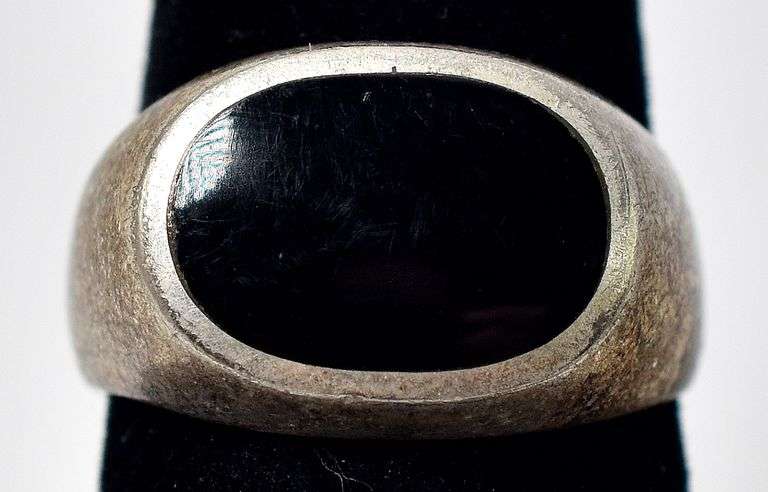 Onyx Band Ring in Sterling Silver