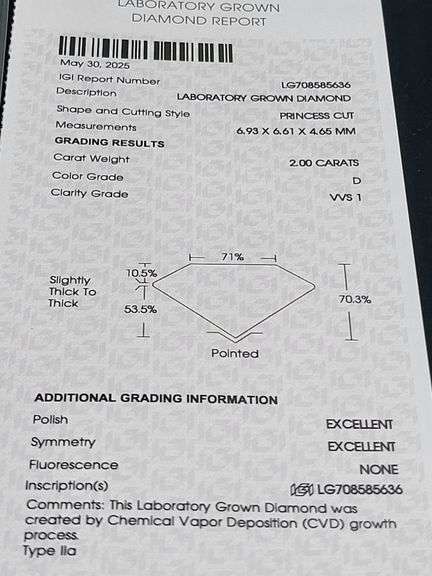 High quality loose Diamond " 2.00 CT lab grown VVS1/ D  diamond"
