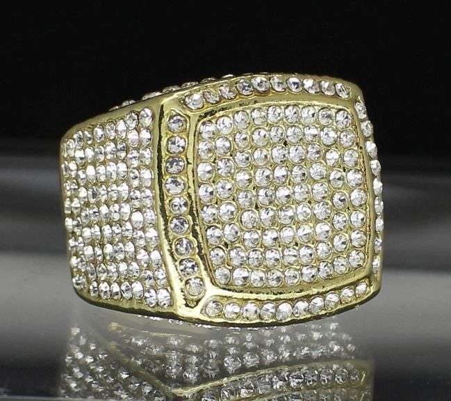 Men's Bold 14 Kt Gold Plate 17.5 Cttw Lab Simulated Diamond Ring