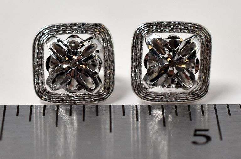 Dazzling 14K White Gold Stud Earrings