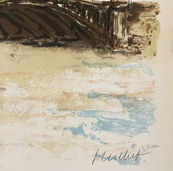 Lithograph by Urban Huchet titled Le Pont Alexander lll