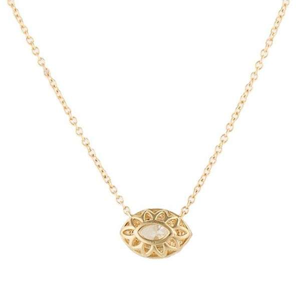 New 1.32ctw Marquise and Round Diamond Frame Pendant Necklace in 14K