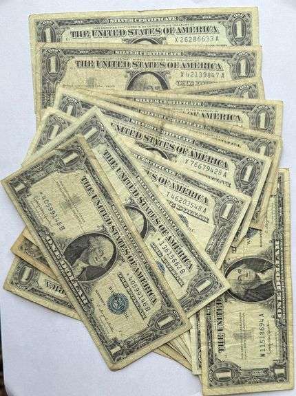 20 Circulated 1957 B $1 Silver Certificates