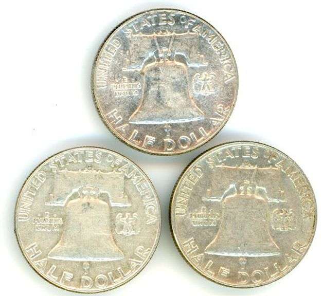 3 Different Silver Franklin Half Dollars: 1954-1963-D