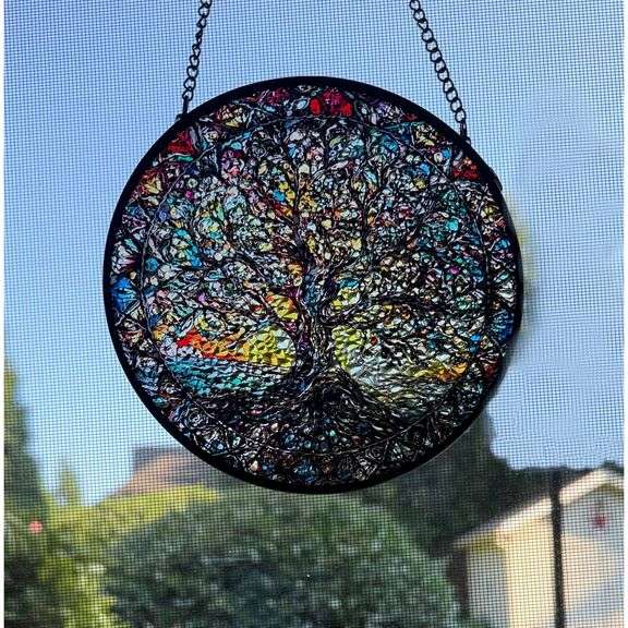 Handmade Tree of Life Stained Glass Suncatcher