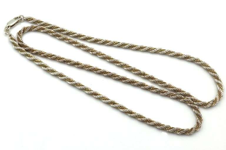 Set of Italian 925 sterling silver two tone necklace and bracelet