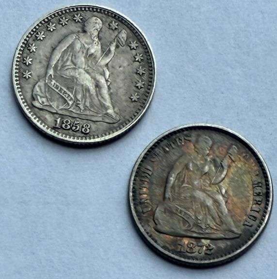 1872 & 1858 Seated Half Dimes
