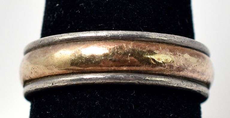 Band Ring with 14k Gold Accent in Sterling Silver