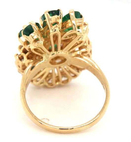 18kt Yellow gold 2.25ctw Emerald and top light brown diamond ring