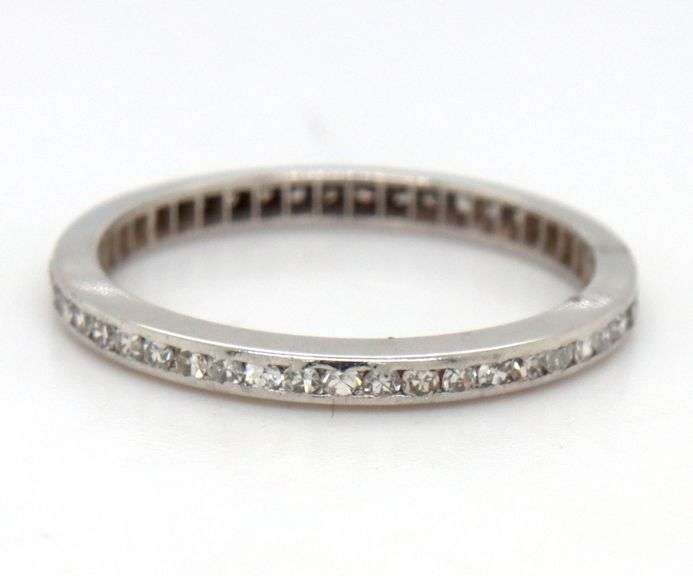 Vintage single cut diamond eternity band in platinum